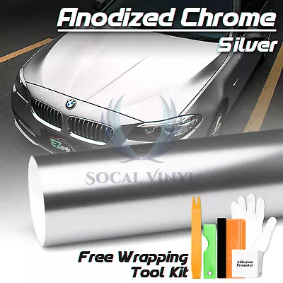 Anodized Chrome Silver Car Vinyl Wrap Sticker Decal Matte Metallic Sheet Film • $44.88