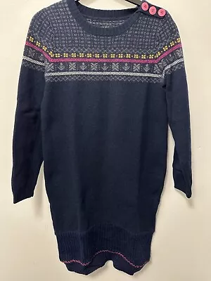 Luhta Female Navy 3/4 Sleeve Fair Isle Pattern 100 % Wool Mini Dress M • £5.99