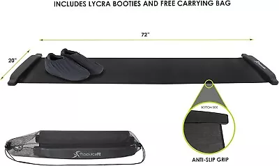 EUC ProsourceFit Slide Board Mat Exercise 6' With End Stops Booties Carry Case • $44