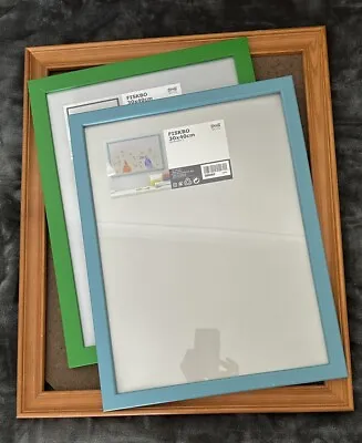 3xIkea Rectangle Frames:Brown Wooden 40x50cm  Green And Blue Fibreboard 30x40cm • $45