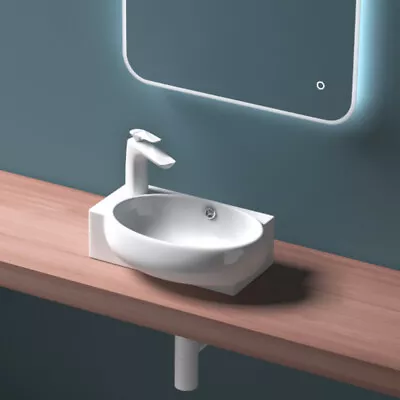 £39.56 • Buy Durovin Cloakroom Wash Basin Sink Ceramic Wall Hung LH Tap Hole White 420x280mm
