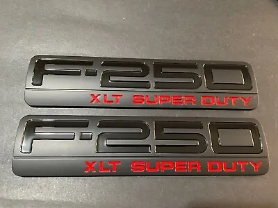 2pcs F-250 Xlt Super Duty Logo Side Door Fender Emblem Nameplate (Red Black) • $33.99