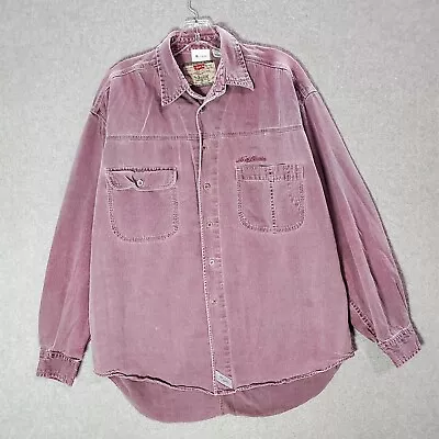 VINTAGE Levi's Men Button Up Shirt Medium Purple 90s Denim Western Work Logo • $23.88