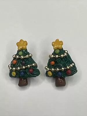 Vintage Christmas Tree Earrings • $9