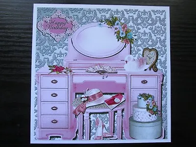 £1.30 • Buy NEW---  2 X LADIES PINK DRESSING TABLE --BIRTHDAY  Hand Made Card Toppers