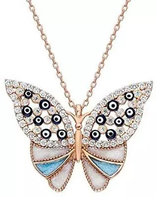 Sterling Silver Butterfly Necklaces For Women - Evil Eye Pendant Jewelry Gifts • $85.46