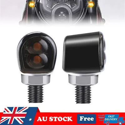 $23.98 • Buy Mini Amber Motorcycle LED Turn Signal Indicators Blinkers Light Universal Black