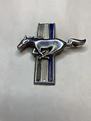 Mustang Ford Vintage Car Emblem White And Blue Chrome • $10