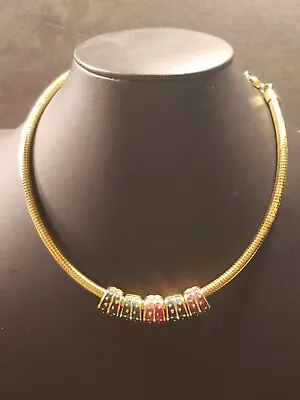 $20 • Buy Vintage Signed Joan Rivers Enamel Goldtone Necklace Reversible 16  To 19  