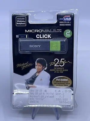 Michael Jackson Sony Micro Vault 2 GB USB Flash Drive MOC Thriller Pre Loaded • $75