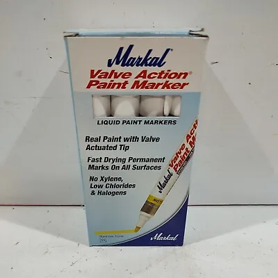 Markal Valve Action Liquid Paint Marker 1/8  Bullet Tip  White New Box Of 12 • $18