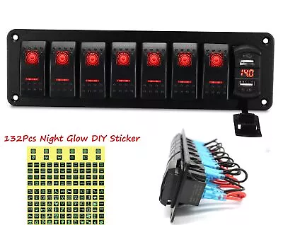 $29.69 • Buy 8 Gang Car Boat Marine Rocker Switch Panel+Dual 5V USB Voltage Red LED Display