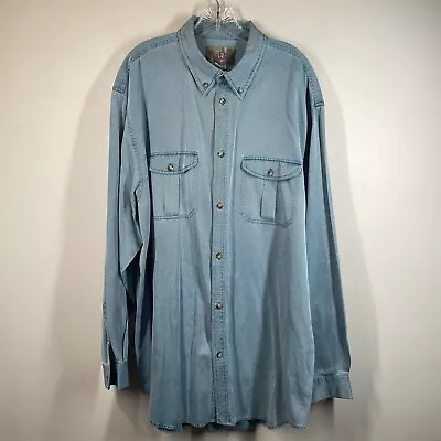 The Territory Ahead Button Down Shirt Mes 2XL Silk Cotton Blend LS Vtg Turquoise • $39.99