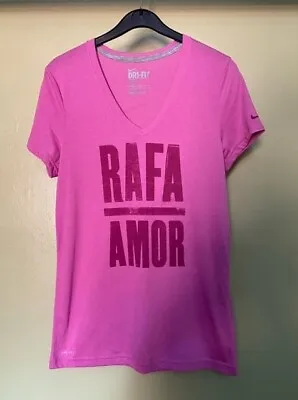 Official NIKE Pink Rafa Nadal 'Rafa Amor' Tennis Shirt Size S NEW • £9.99