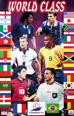 World Cup Soccer 1998 SUPERSTARS 22x34 Poster - Del Piero Ronaldo Zidane+ • $21.24