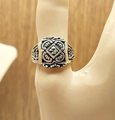 Sterling Silver Vtg Boho Marcasite Bezel Setting Scroll Work Uni-Sex Ring Size 8 • $19.97