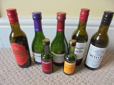 Empty Mini Small Wine Bottles X 7 Incl JPChenet Wobbly 18.7cl & Port 5cl Joblot • £4.99