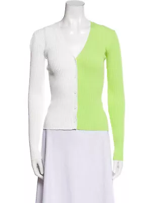 $98 • Buy Staud Shoko Colorblock Knit V-neck Cardigan Sweater Size Medium