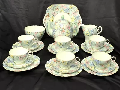 £1299.99 • Buy Shelley Melody Tea Set Chintz Art Deco Complete With Teapot