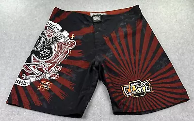 MMA Elite Mens Shorts Large Black Soft Cotton Punish Long Athletic Training UFC • $18.87