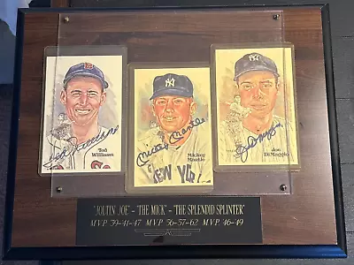 Mickey Mantle / Joe Dimaggio / Ted Williams Autographed Postcard 15x12 Plaque • $800