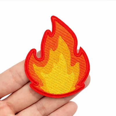 Fire Flame Blaze Embroidered Sew On Iron On Patch Badge Fabric Applique Craft • £3.11