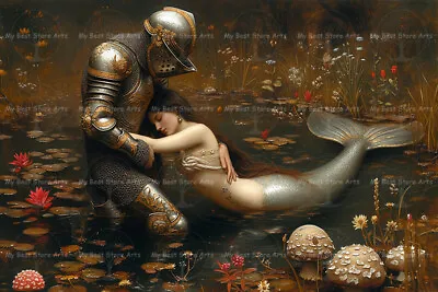MERMAID And KNIGHT ART PRINT Siren Poster Love Lady Of Lake Wall Decor D146 • $9.95