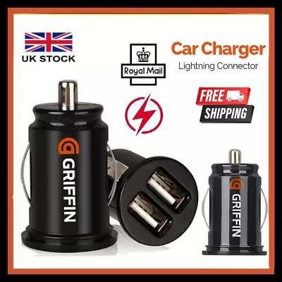 OFFICIAL GRIFFIN  USB In Car DUAL Charger Cigarette Lighter Adapter All Phones • £2.29