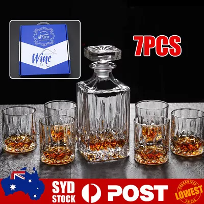 7Pcs Vintage Decanter Glass Set Liquor Whiskey Wine Lead-free Glass Carafe AU H • $45.99
