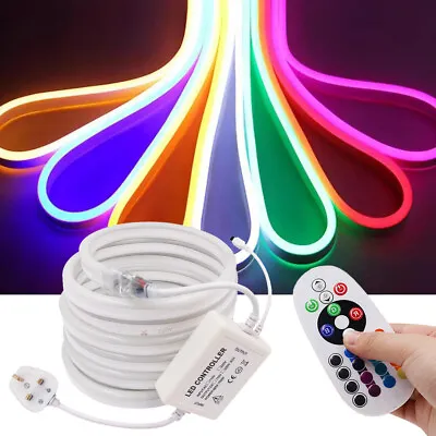 1-50M RGB LED Strip Neon Flex Rope Light Waterproof Flexible Indoor Outdoor 220V • £9.59