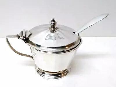 Antique Mappin & Webb Sterling Silver Mustard Pot W/ Spoon   46 Grams     DS • $141.55