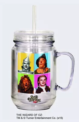 The Wizard Of Oz 16 Ounce Pop Art Mason Jar With Straw NEW UNUSED BOXED • $7.99