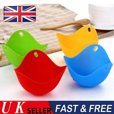 Silicone Colored Egg Poacher Poaching Poach Cup Pods Mould Kitchen Cookware • £4.24