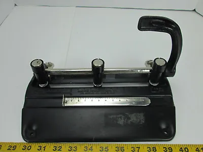 Vintage Adjustable 3 Hole Punch 05-98 Master Products 5340B Cast Iron SKU B T/CS • $24.99