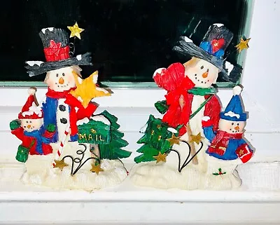 VTG Snowman Figurines Great For Window Sills Or Narrow Space • $15