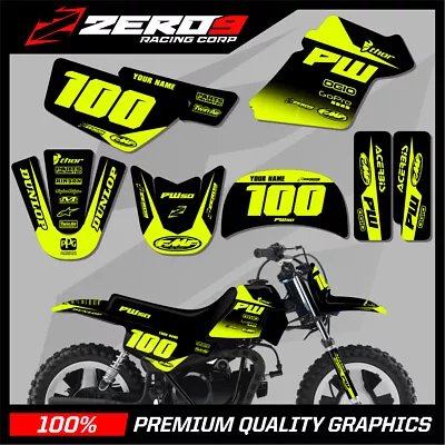 Yamaha Pw 50 Graphics Kit Peewee 50 Graphics Mini Bike Graphics Block Blk/yel-f • $62.11