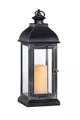 Sterno Home 15.7  Resin & Glass Lantern With Flameless Candle Black • $36.99