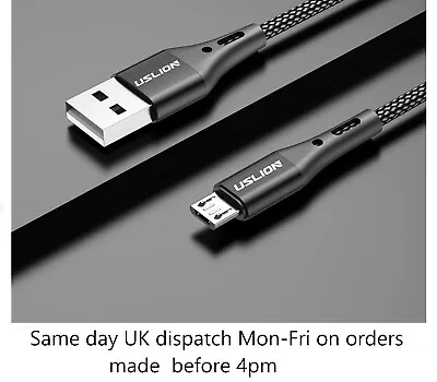 Micro USB Cable 1m 2m 3m Charger Data Sync Braided For Samsung Android Phones • £4.95