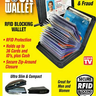 Lock Wallet As Seen On TV Amazing Slim Leather RFID Card Wallet ID Holder Purses • $6.64