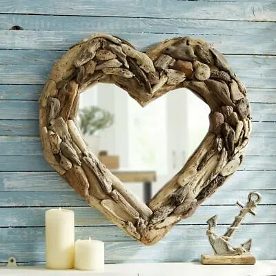 21'' Natural Heart-Shaped Driftwood Mirror • £48.95