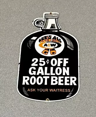 Vintage 12” Aw Root Beer Bottle   Porcelain Sign Car Gas Oil Truck • $119.99