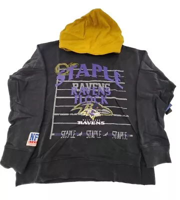 Mens Baltimore Ravens Staple X NFL Distressed Vintage Wash Hoodie Size Large • $40