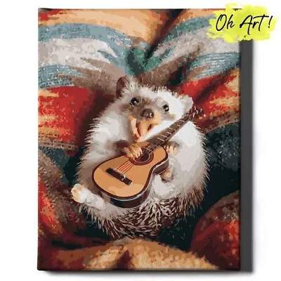 OhArt! Premium 40x50cm Canvas Painting By Numbers For Adults With Frame Hedgehog • £35.99