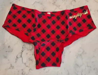 Victoria's Secret PINK Cotton Cheekster - L - Red Plaid Naughty-ish Panty NWT • £8.64