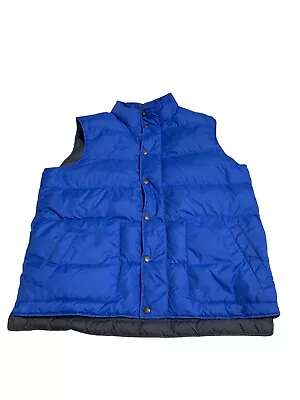 Lands' End Men's Down Filled Puffer Vest Pockets Snap Front Blue Size L 42-44 • $19.99