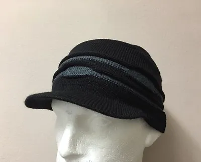 £7.99 • Buy New Black Mens Peaked Beanie Hat Cap Knitted With Peak,army