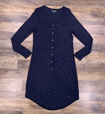 Soft Surroundings Womens Shirt Dress Medium Black Heather Button Up Mullet Dress • $19.99