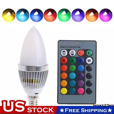 1-10PACK 3W RGB E12 E14 Candelabra LED Bulb Color Changing Candle Light Lamp US • $10.25