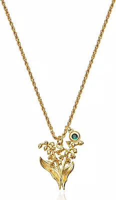 Mother's Day Gifts For Mom Her Women Birth Flower Necklace Gold Birthstone 12 M • $28.38