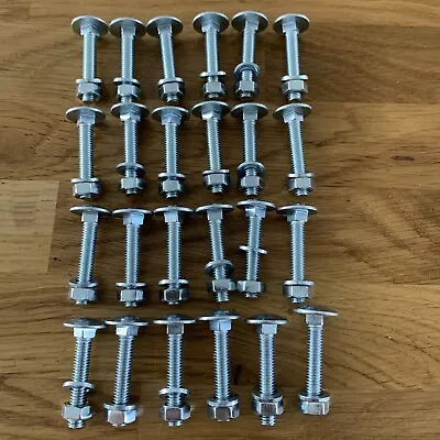 24 Garden Bench Slat Zinc Plated Bolts Nuts And Washers 35mm X M6 • £6.50